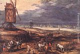 Jan The Elder Brueghel Canvas Paintings - Landscape with Windmills